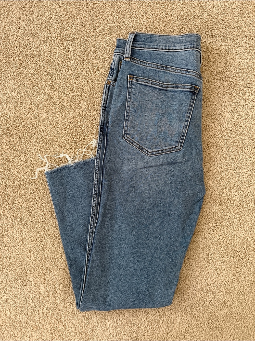 Women’s Madewsll Straight-Leg Raw-Hem Jeans in Mid Blue